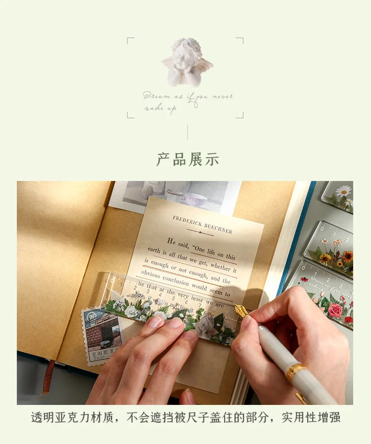15cm Floral Design Ruler - Daisy & Rose Pattern Measuring Tool