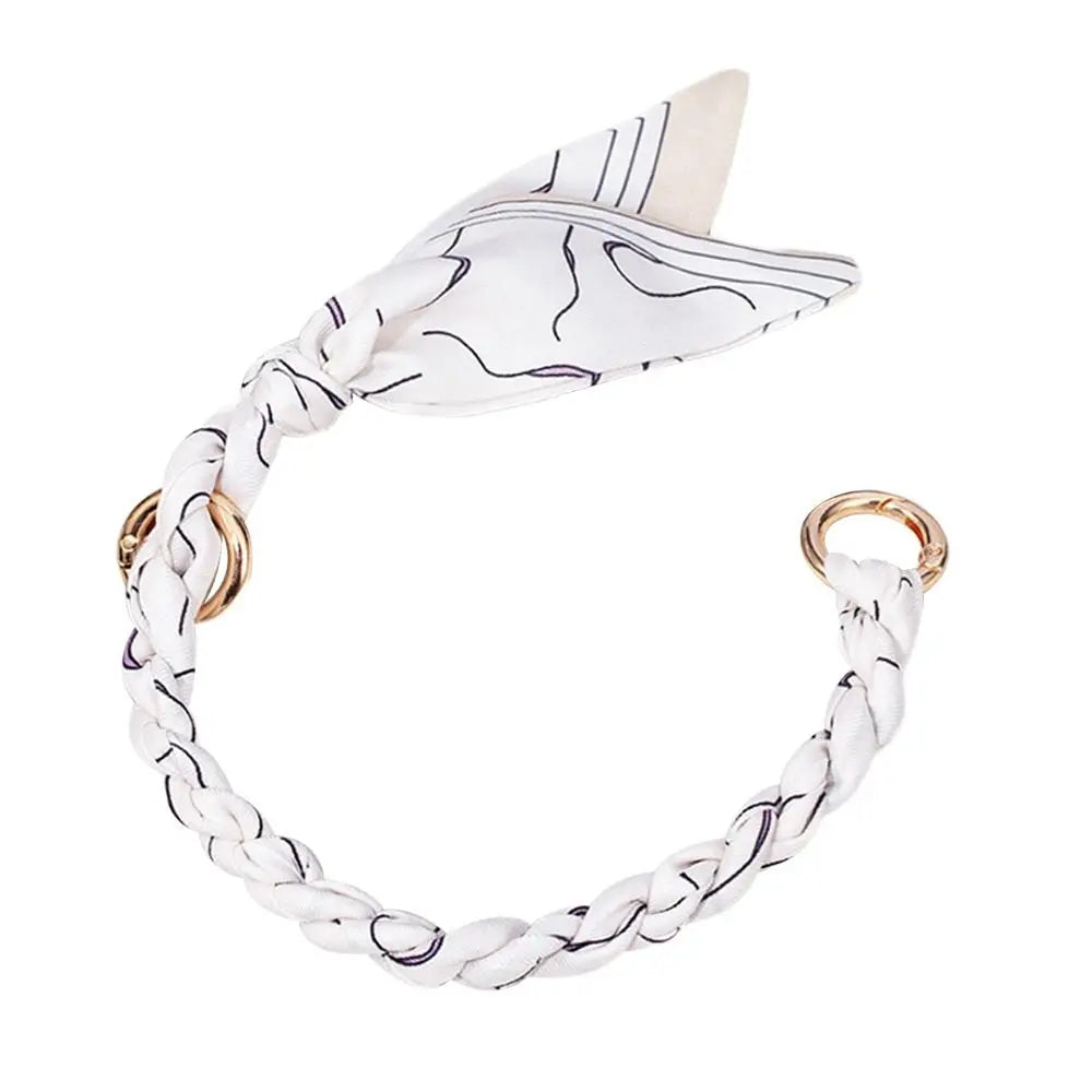Decorative Silk Scarf Bag Chain with Detachable Bow