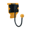 Yellow and black rotating tool belt hook for drills and work gear