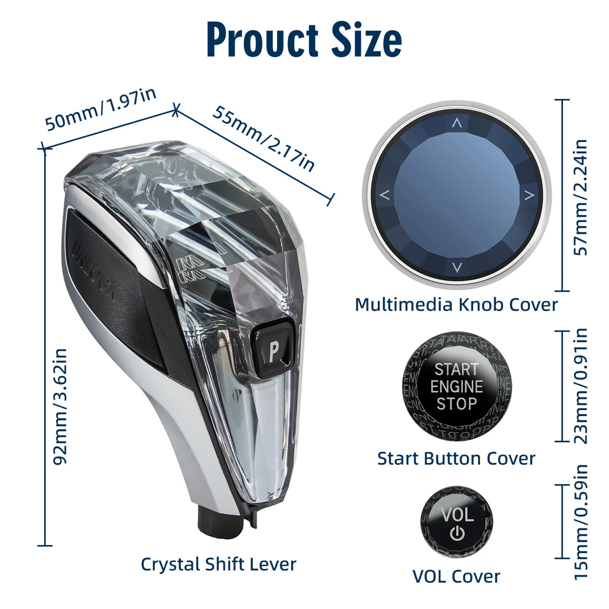 Crystal Gear Shift Knob Set for Select BMW Models