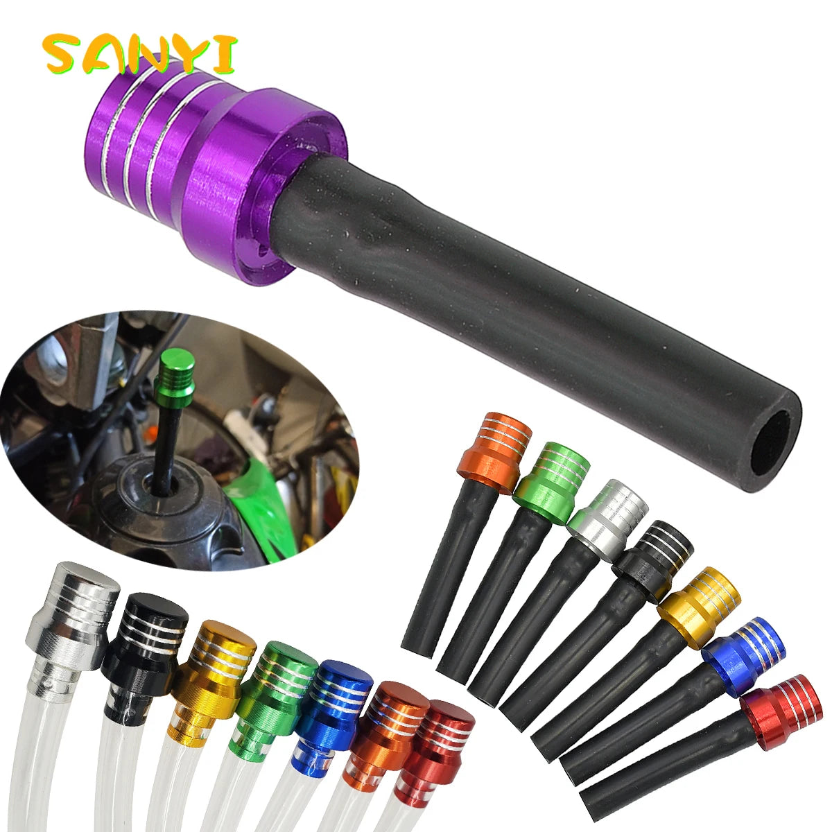 Universal Motorcycle Fuel Cap Vent Valve with One-Way Breather Hose