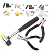 A collection of zipper repair tools including sliders, cutters, and pliers for universal zipper repair.