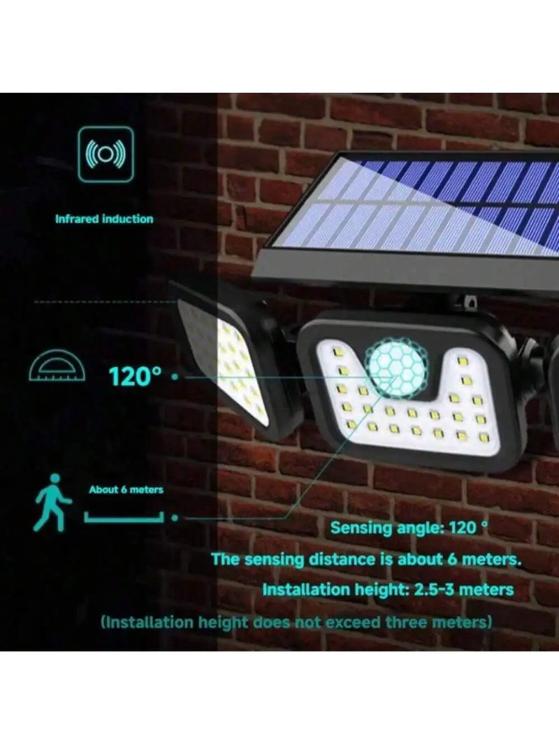 3-Head Solar Security Flood Light with 270° Motion Sensor