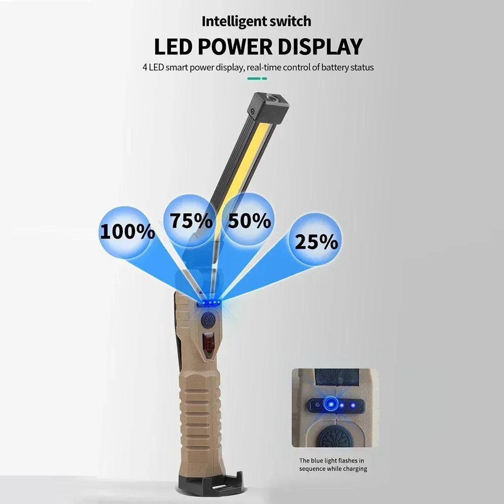 Foldable LED Work Light with Magnetic Base and USB Charging