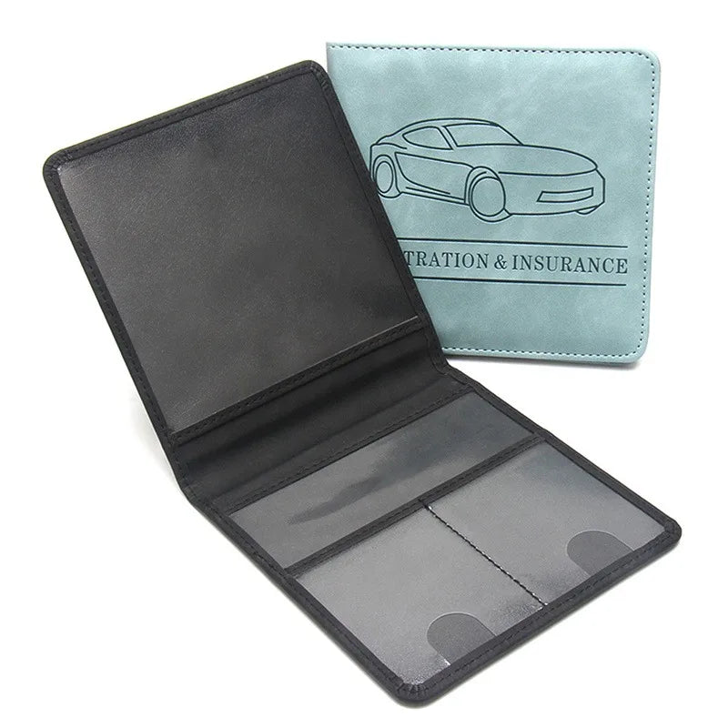 Premium PU Leather Car Document Organizer with Card Slots