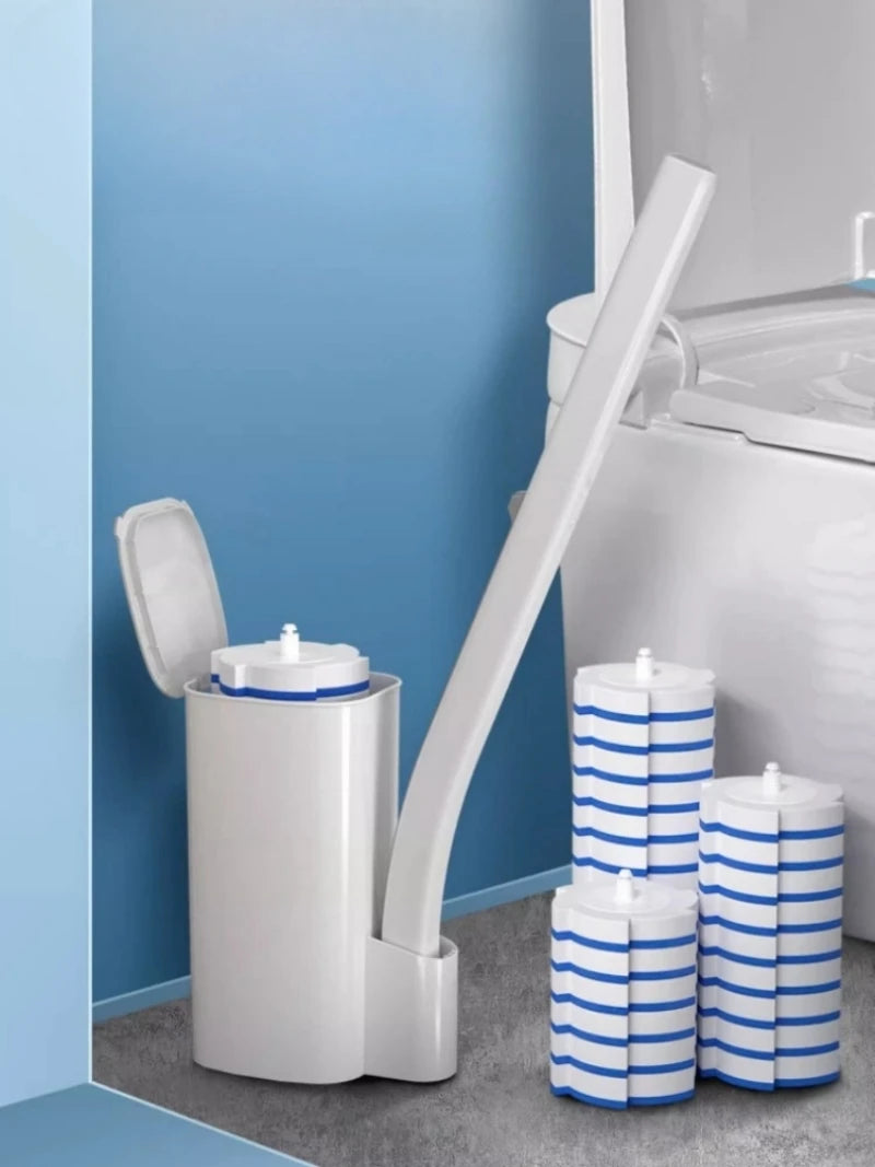 Disposable Toilet Brush Set with Replaceable Heads