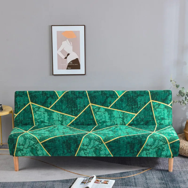 Stretchable Sofa Cover with Geometric Pattern for Futon Seats