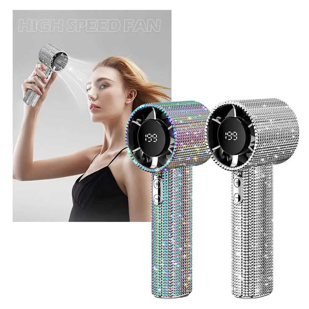 Portable Rechargeable Handheld Fan with Digital Display