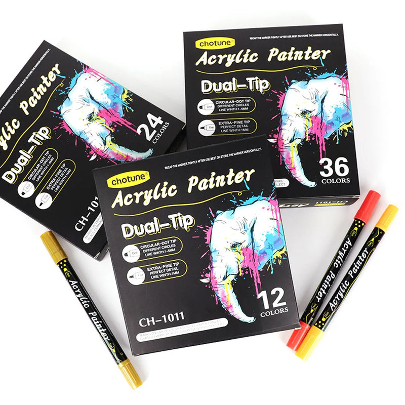 Rotuladores de Pintura Acrílica de Punta Dual - Set de 36 Colores