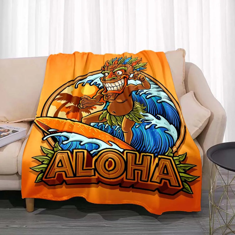 Manta de Lana Fleece con Estampado Tiki Bar Aloha