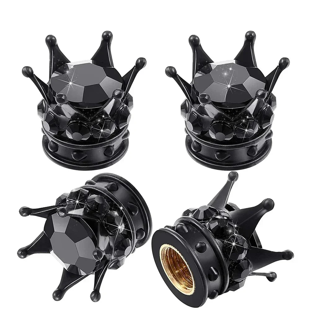 Crystal Crown Tire Valve Caps - Set of 4