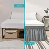 Comparaison avant et après d'un jupon élastique anti-poussière sur un lit.