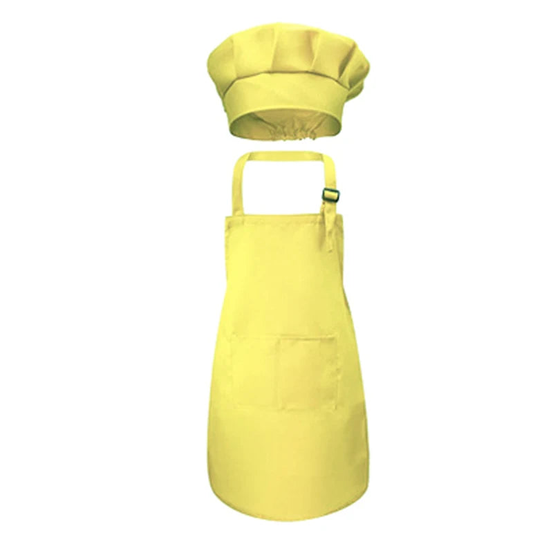 Kids' Chef Apron and Hat Set – Waterproof Cooking & Painting Smock for Boys and Girls