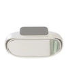 A round, white car blind spot mirror with a gray adjustable angle cover.