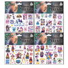 A set of seven temporary tattoos featuring K-Pop themed designs for birthday parties