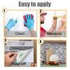 Four steps showing how to easily apply self-adhesive marble texture PVC tiles for walls and kitchens