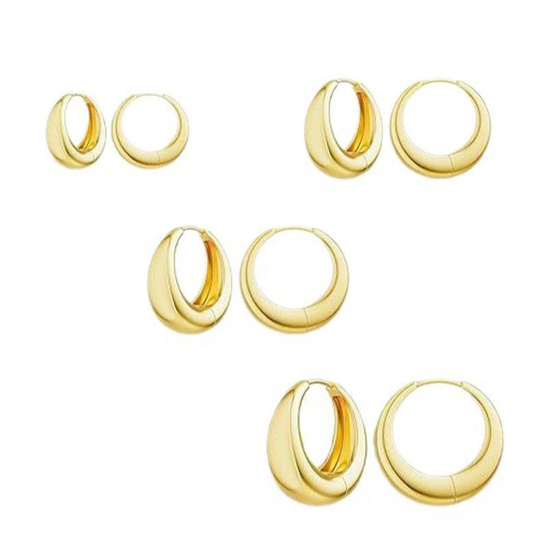 Chunky Gold-Plated Hoop Earrings Set