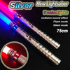 Silver new lightsaber with 7 color lights featuring collision sound effect and flash and silent modes
