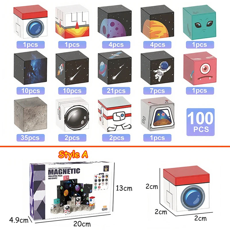 Space Theme Magnetic Building Blocks Set