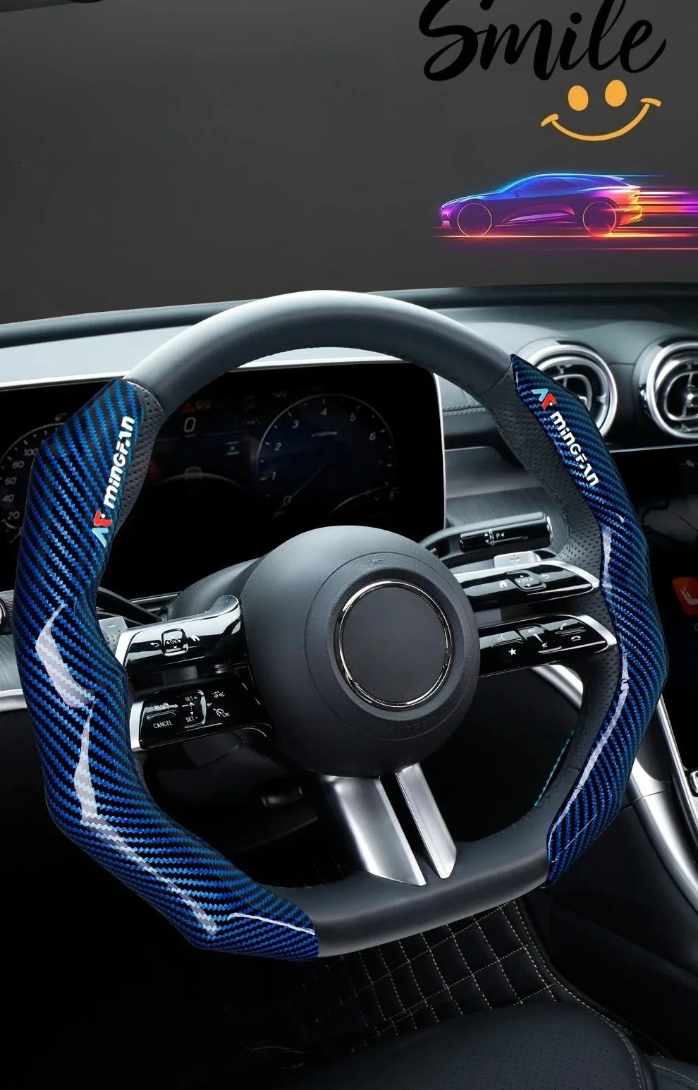 Carbon Fiber Texture Steering Wheel Cover - Anti-Slip & Comfortable Grip