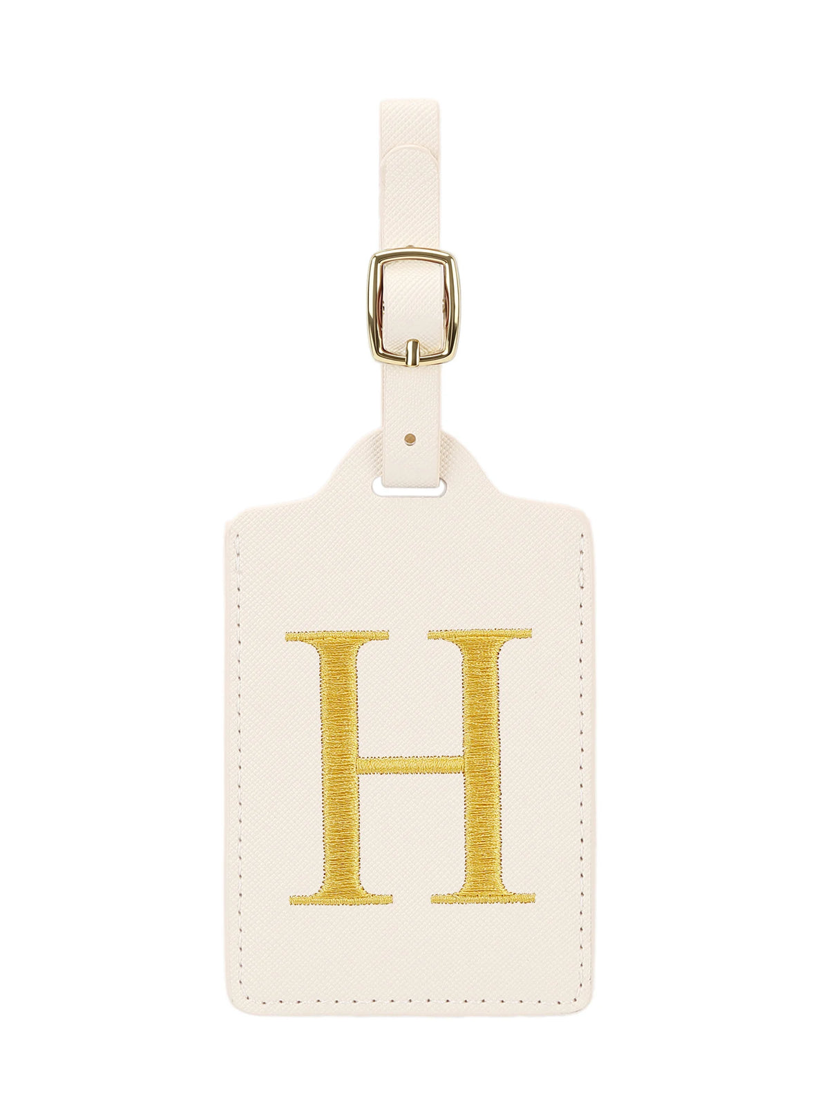Personalized Embroidered Leather Luggage Tag with Letter Initial