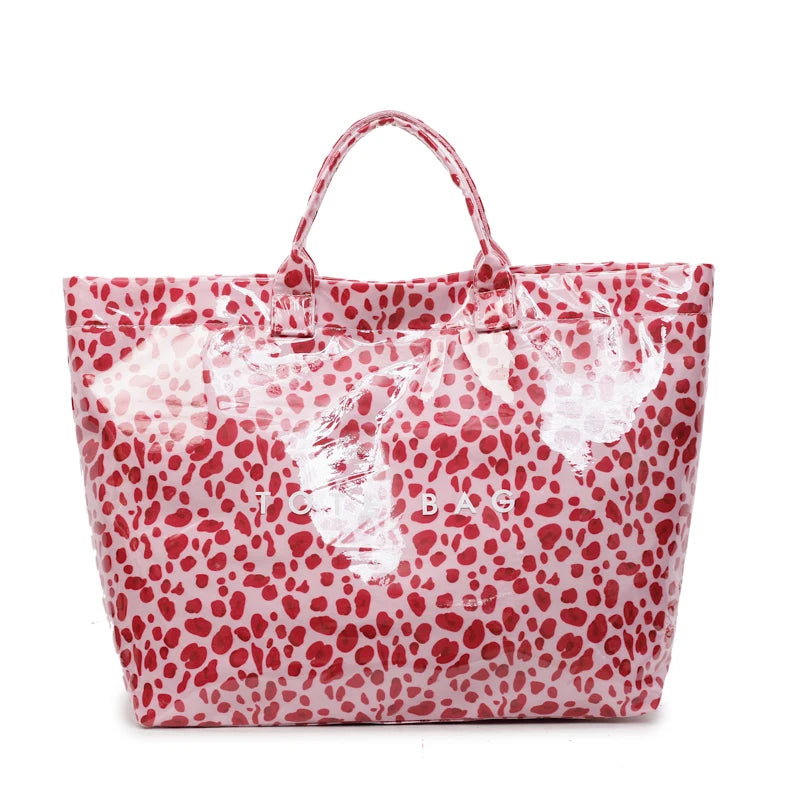 Leopard Print PVC Large Tote Bag