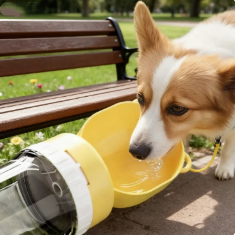 Botella de Agua Portátil para Mascotas 2 en 1 con Almacenamiento de Comida