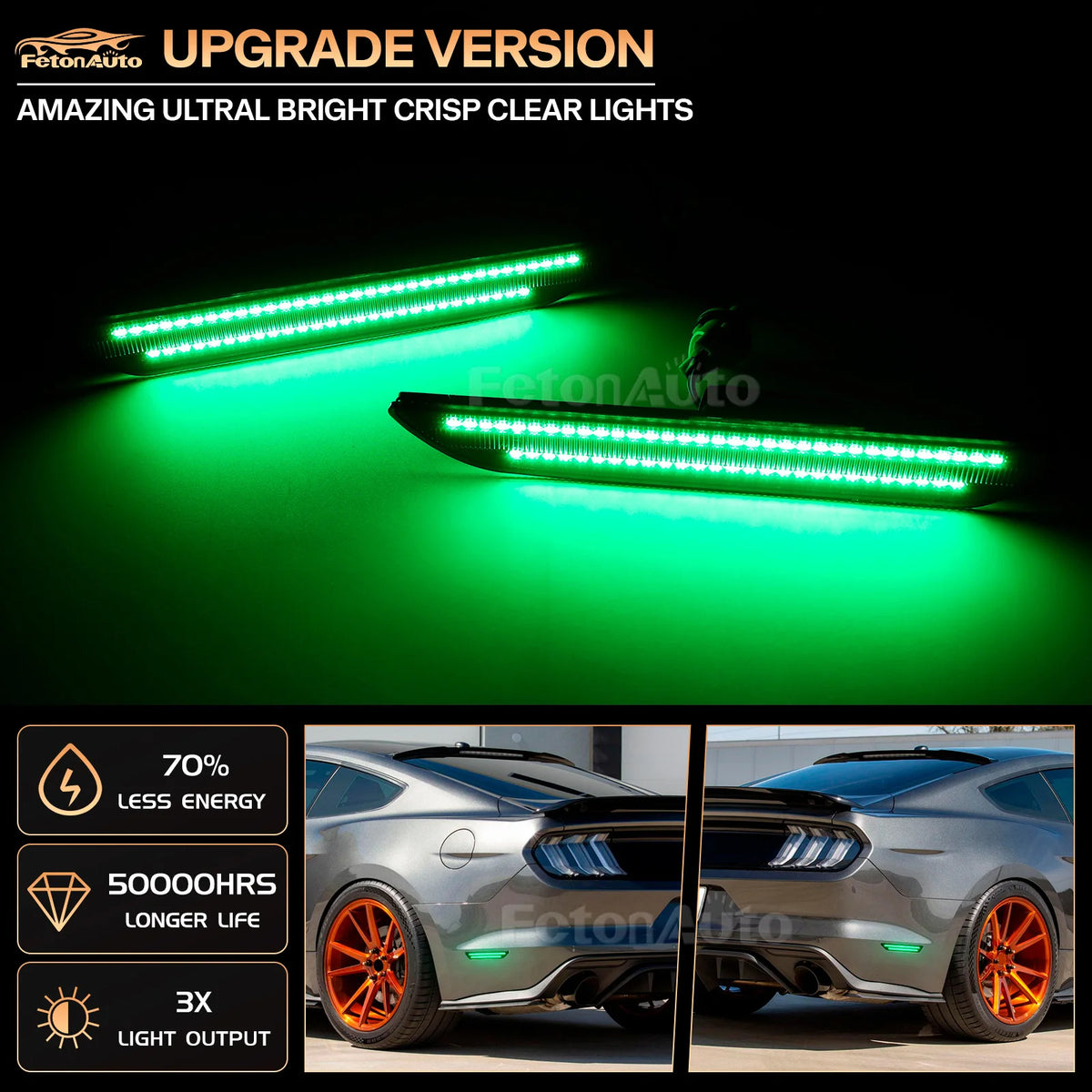 Dynamic LED Side Marker Lights for Ford Mustang 2015-2023
