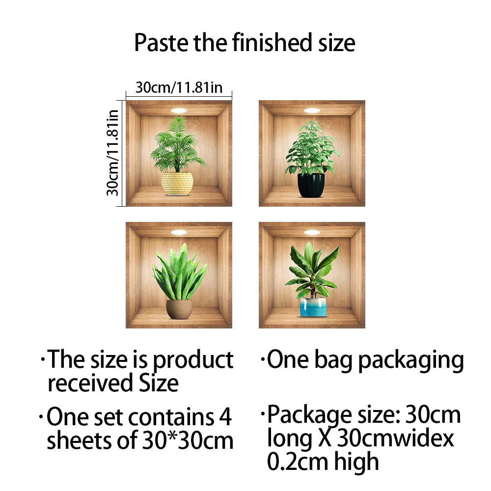 Self-Adhesive PVC Plant Wall Stickers – Waterproof & Oil-Resistant Decor for Cabinets, Tiles & More