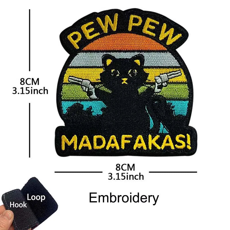 Funny Cat Face PVC Morale Patch with Hook-and-Loop Backing