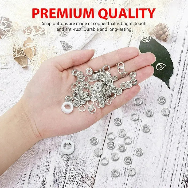 Snap Fastener Kit with Pliers – 400-Piece Metal Buttons