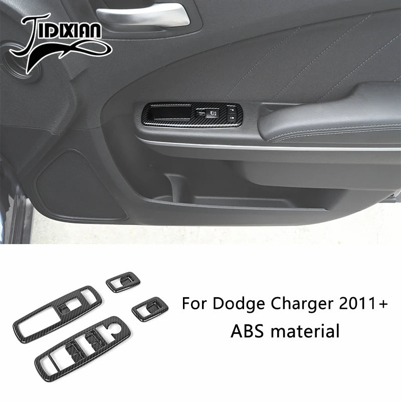 Carbon fiber interior trim kit for Dodge Charger featuring ABS material components