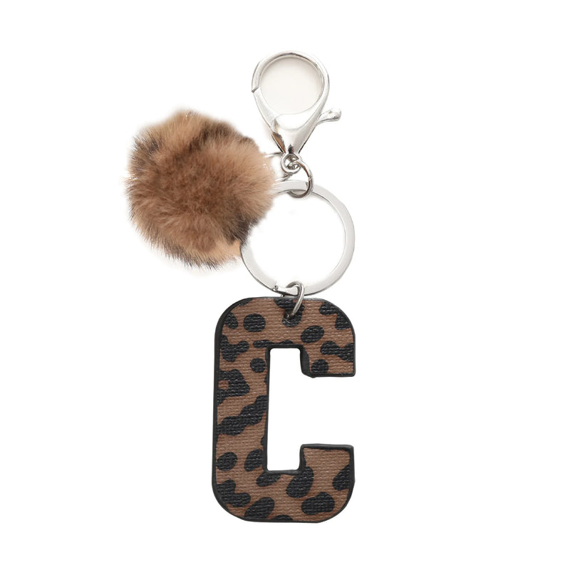 Leopard Print Letter Keychain