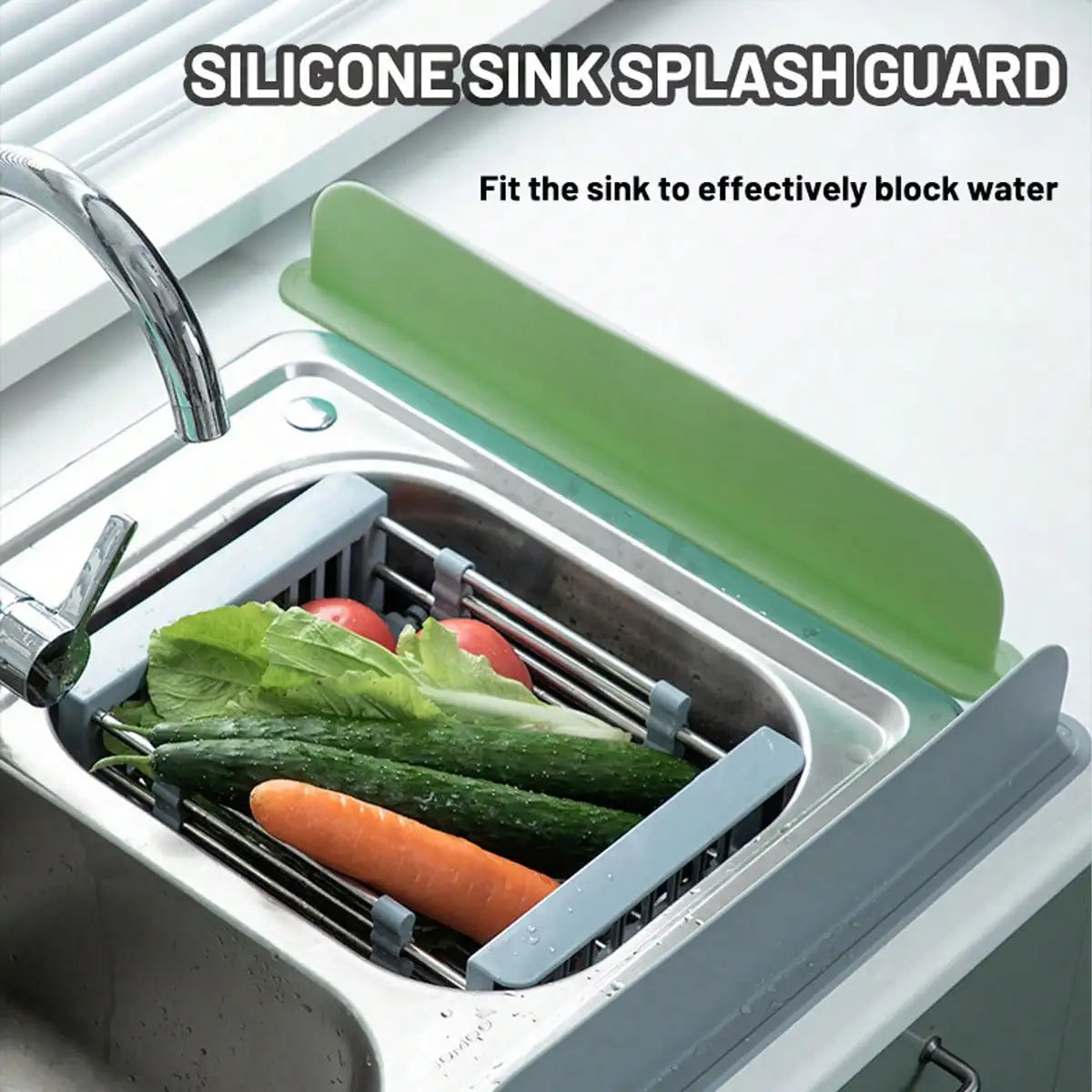 Silikon-Spülschutz, der auf den Abfluss eines Küchenwasches gesetzt wird, um Wasser abzuhalten.