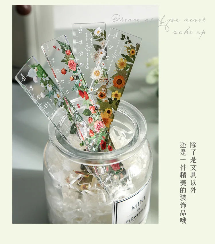 15cm Floral Design Ruler - Daisy & Rose Pattern Measuring Tool