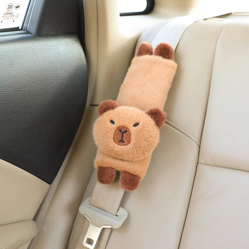 Capybara Plush Car Neck Pillow with Tissue Holder