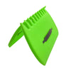 A bright lime green handheld leaf grabber rake used for garden cleanup.