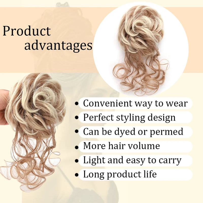Synthetic Messy Bun Hair Extension with Claw Clip