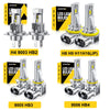 A collection of various Auxito LED headlight bulbs including H4 9003 HB2, H8 H9 H11H16(JP), and 9005 HB3, 9006 HB4.