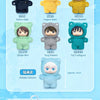 A display of various Jujutsu Kaisen themed cat plush dolls and a hidden edition doll with a metal keychain.