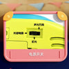 A yellow electronic toy box showing features like sound output, battery connection, and light switch.