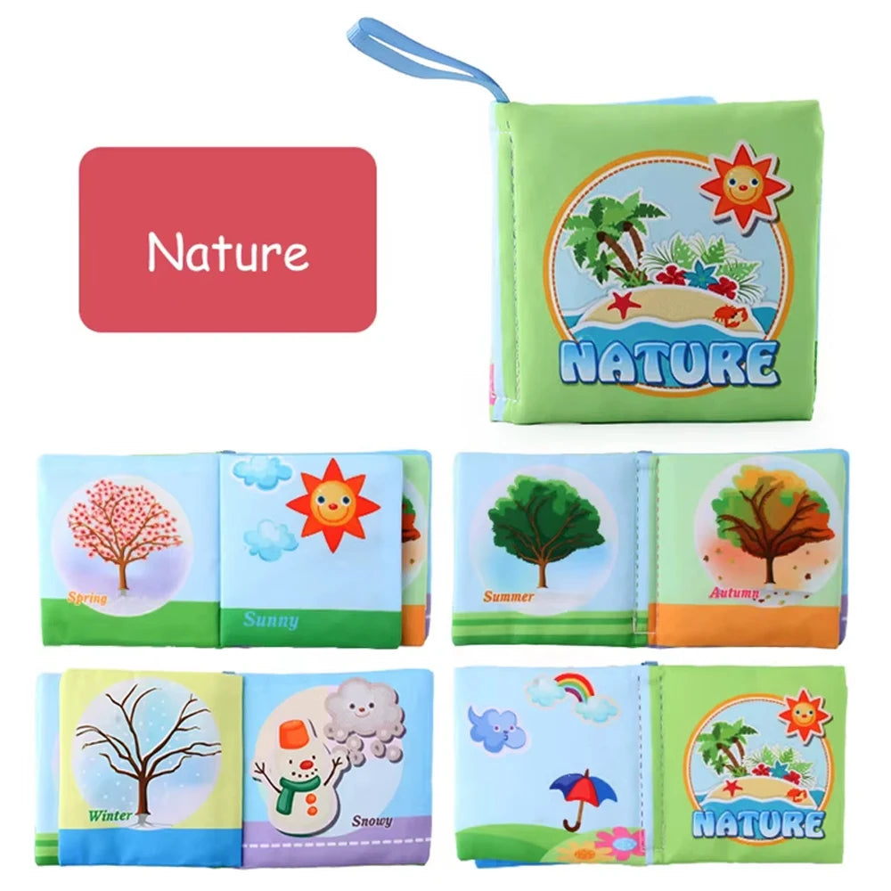 Sensory Cloth Books for Babies with Teether & Crinkle Pages