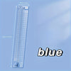 A blue portable paper cutter trimmer with a 33cm length and 6cm blade visible.