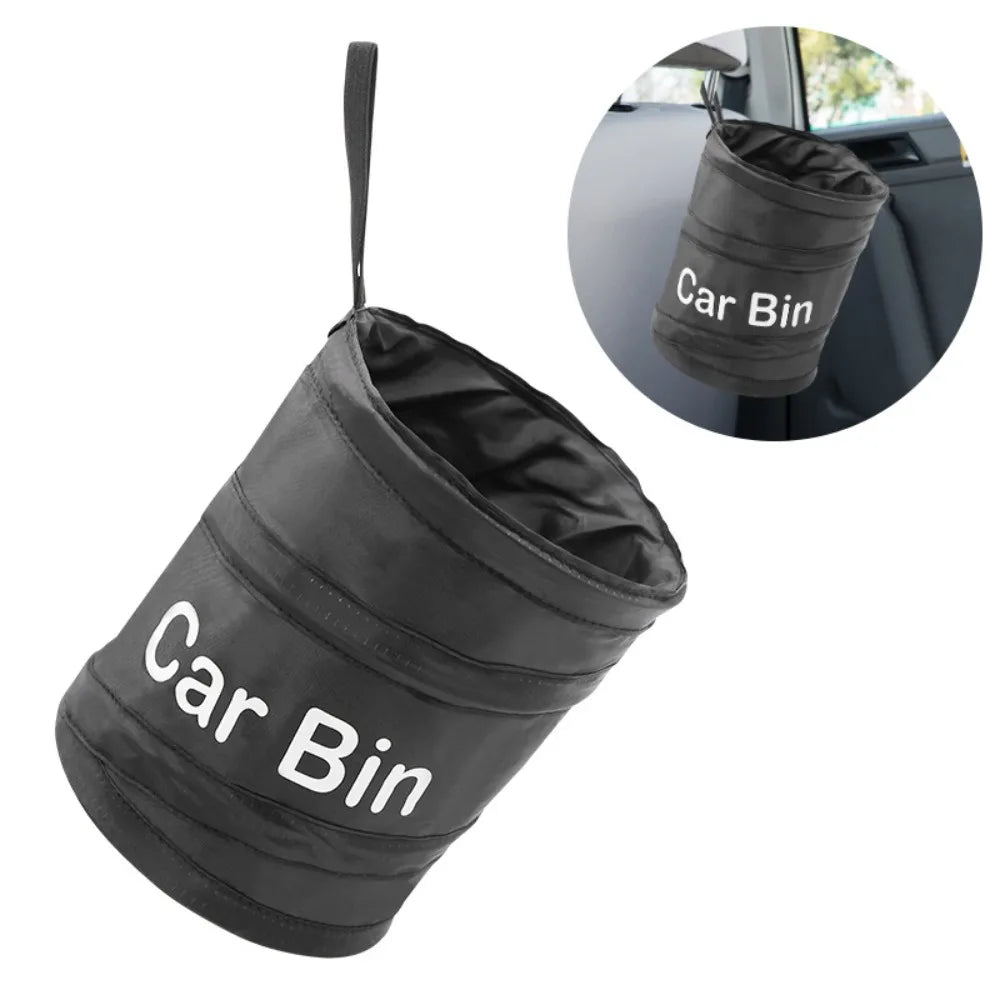 Waterproof Car Trash Can with Lid and Side Pocket