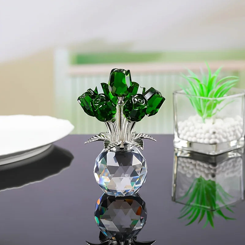 Bouquet de Roses en Cristal - Arrangement Floral Éternel en Verre