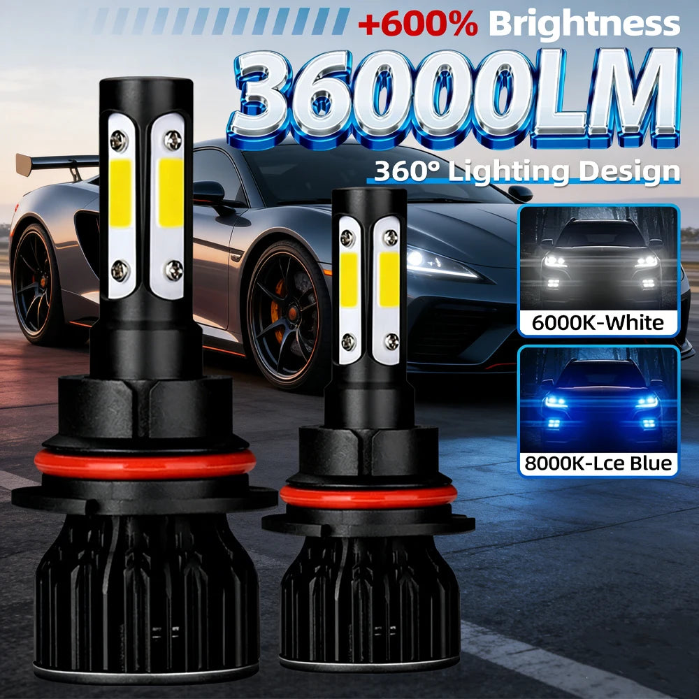 6000K/8000K LED Headlight Bulbs with Cooling Fan