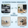 3D printed panda ornaments shown as dashboard decor, office accessories, home decor items, and gift ideas.