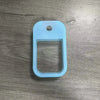 Light blue silicone protective case for a hand sanitizer spray with a keyring.