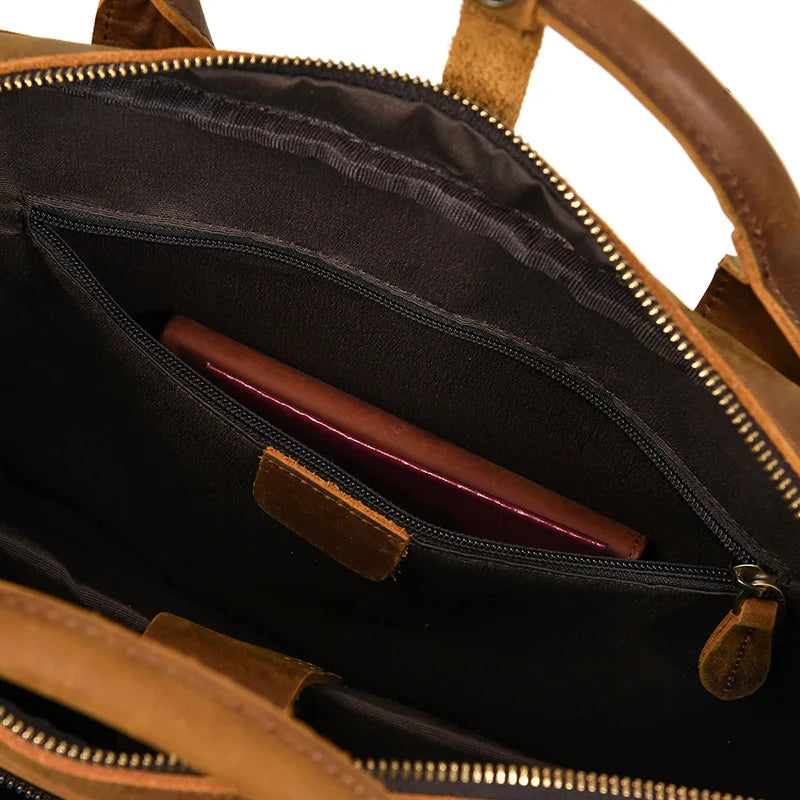 Vintage Genuine Leather Executive Laptop Briefcase