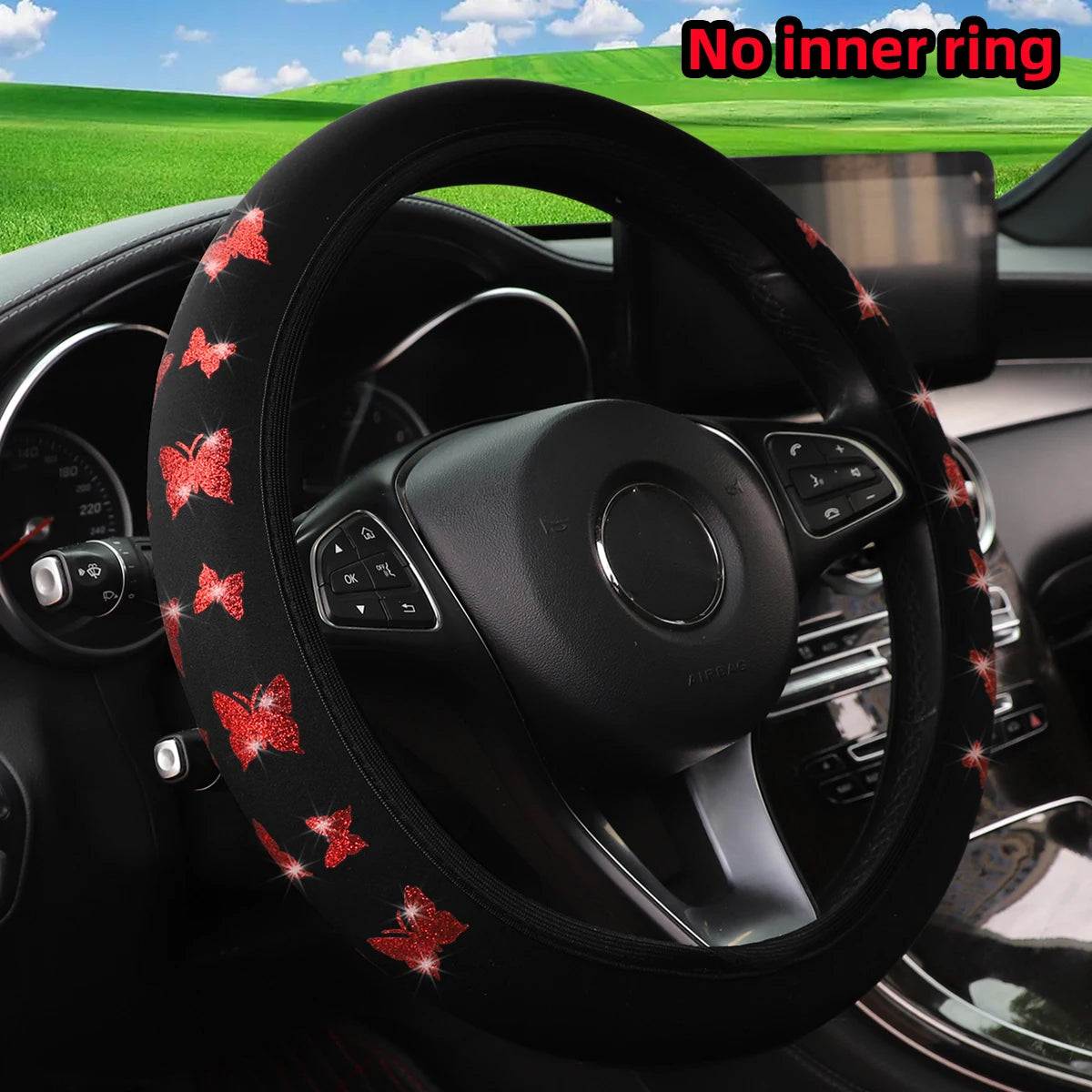 Glitter Butterfly Steering Wheel Cover – Waterproof & Non-Slip